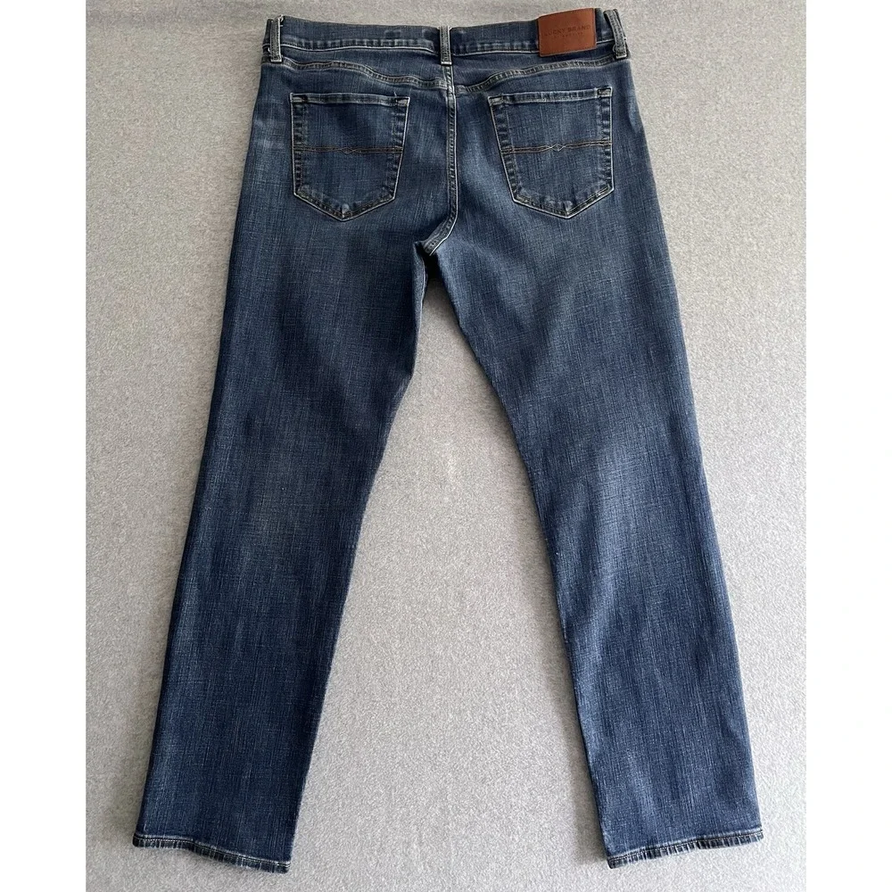 Lucky Brand Jeans Mens 38x32 121 Slim Straight Blue Denim Dark Wash Stretch Work
